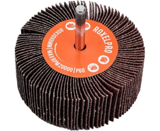 Щетка лепестковая абразивная ROXTOP на шпинделе (80х30х6 мм; Р60) RoxelPro 133845 