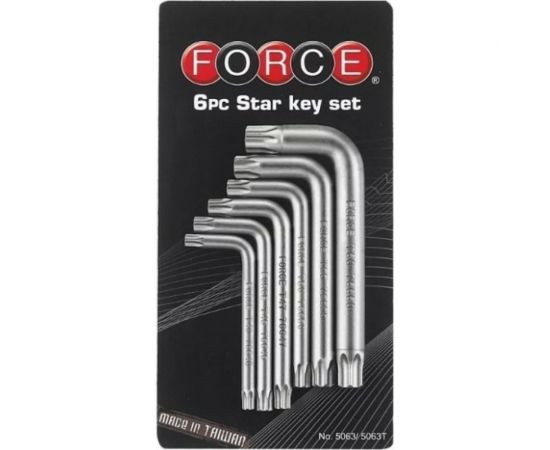 Набор Г-образных звездочек Т40-Т60 с отверстием 6 предметов FORCE 5063T 
