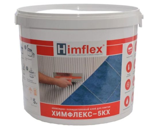Эластичный эпоксидно-полиуретановый клей для плитки и камня Himflex 5КХ белый ведро 10 кг 4631168710478 