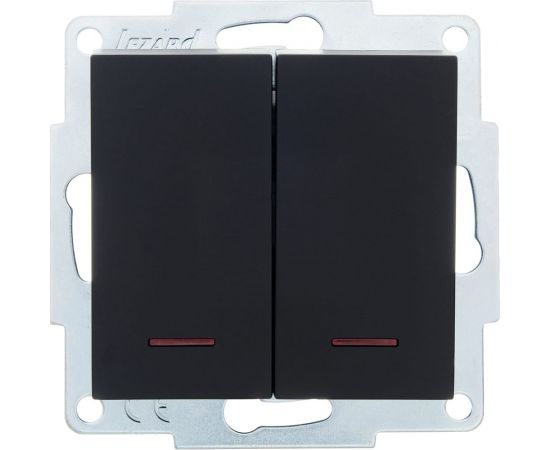 Двойной выключатель Lezard VESNA с подсветкой чёрный бархат 742-4288-112 