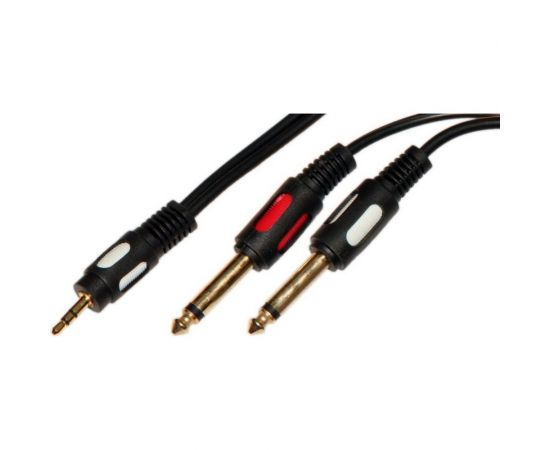 Шнур Pro Legend 3.5мм штекер стерео - 2x6.35мм штекер моно OD4.0x8.0мм 3.0м, Gold PL1091 