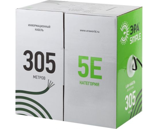Кабель ЭРА витая пара U/UTP 4x2x24AWG Cat5e CU PE OUTDOOR 305м SIMPLE Б0044427 – изображение 2