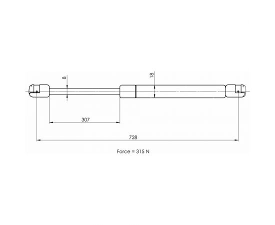 Амортизатор капота для автомобиля Skoda Superb II TRIALLI GS 1840 – изображение 2