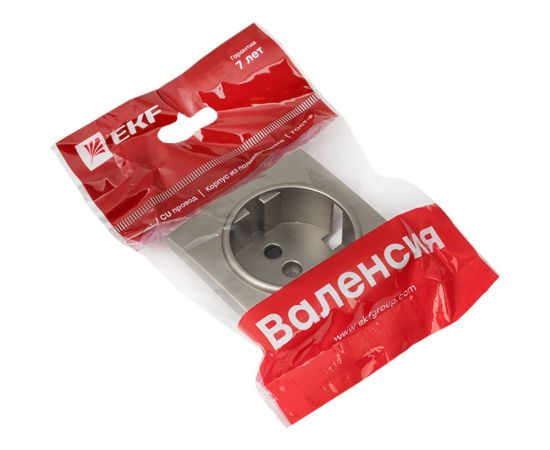 Лицевая панель розетки 1-местной розетки EKF PROxima Валенсия с заземлением, 16А, кашемир, с защитными шторками ESR16-L-028-40 – изображение 2