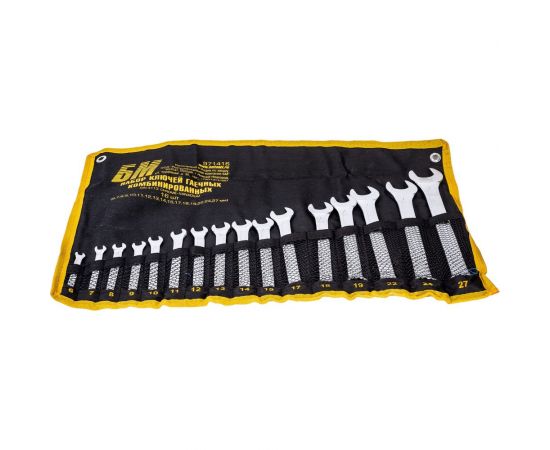 Набор ключей БМ КГК 6-27 мм 16 предметов тетроновая сумка CrV 971416 – изображение 3