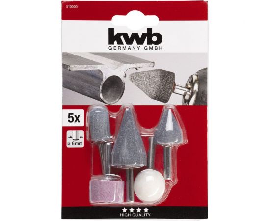 Набор абразивных минишарошек (5 шт; хвостовик 6 мм) KWB 5100-00 – изображение 6