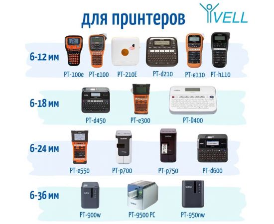 Лента Vell VL-M951 Brother TZE-M951, 24 мм, черный на металлизированном, для PT D600/2700/P700/P750 319980 – изображение 7