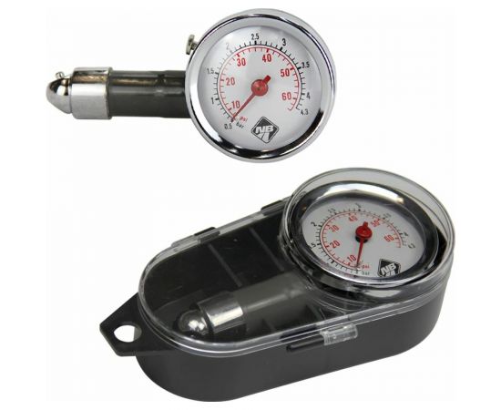 Шинный манометр Nova Bright до 6 атм, металлический, в пластиковом футляре 47756 