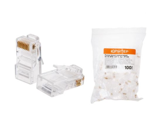 Коннектор ЮПИТЕР RJ-45 8P8C CAT 5e 100 штук JP7306 