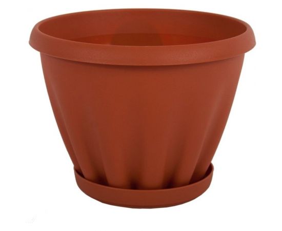 Горшок с поддоном Материя Пластика Знатный терракотовый, диам. 225 мм, 3.9 л 042774 