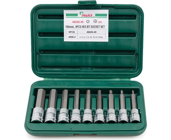 Набор торцевых головок-вставок (НЕХ 4-17 мм; 1/2""; 9 шт.) Hans 46026-49 