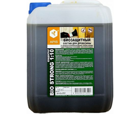 Биозащитный состав для древесины APIS Strong-bio (концентрат 1:10; канистра; 5.5 кг) 4665296512277 
