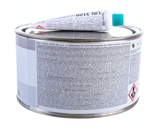 Шпатлевка NOVOL CARBON LIGHT с карбоном и стекловолокном, облегченная, банка 1 л, с отвердителем 90952 – изображение 2