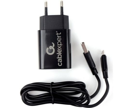 Адаптер питания Cablexpert USB 2 порта, 2.4A, черный + кабель 1м micro MP3A-PC-35 – изображение 2