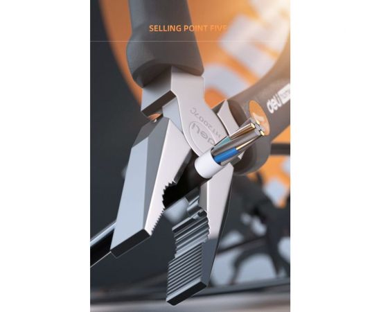 Комбинированные плоскогубцы DELI home series gray ht2007c 180мм эксклюзивный дизайн, рукоятка софттач пластик, подарочная упаковка 112892 – изображение 4