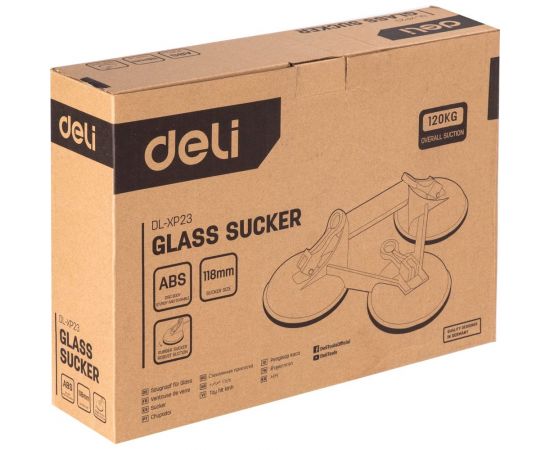 Присоска для стекла DELI DL-XP23 тройная, диаметр присосок 3x118мм, всасывание 120кг 104578 – изображение 7