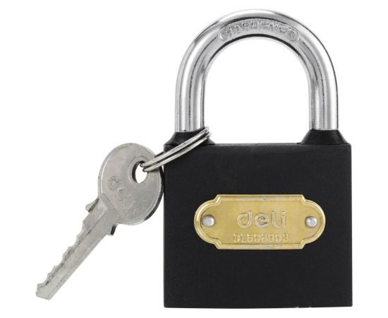 Навесной замок DELI 50 мм dl508903 (автомат, личинка латунь, 3 ключа, защита от влаги) 119312 
