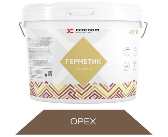 Герметик акриловый ECOROOM AS-16 для дерева, орех, 3 кг 225-1-3/орех 
