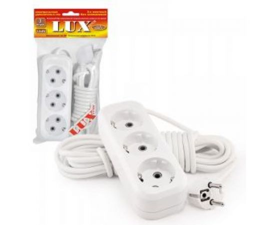 Трехместный сетевой удлинитель с заземлением LUX У3-Е, 10м, 4606400414674 