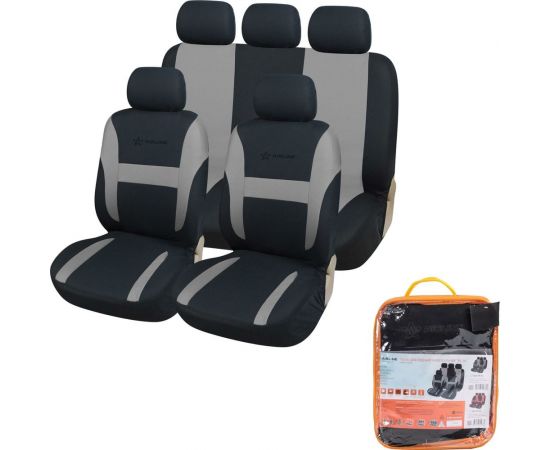 Чехлы для сидений Airline универсальные, RS-3k+, передние/задние, велюр, черный/серый ACS-VP-02 