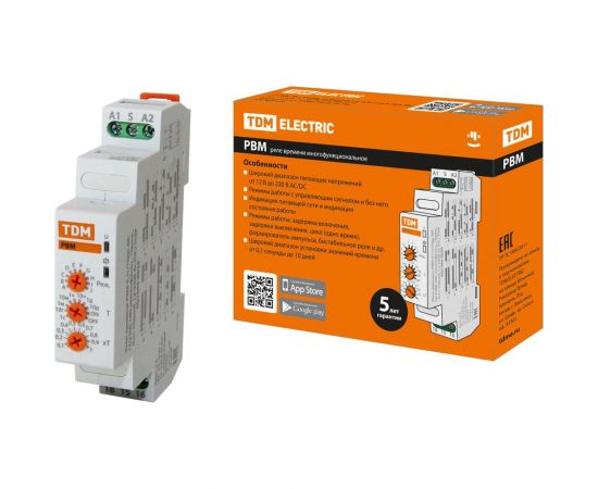 Реле времени TDM рвм-0,1с/10дн-8а-12/230в-din (многофункц.,10реж.,0.1с-10дней,12-230в ac/dc) SQ1503-0025 