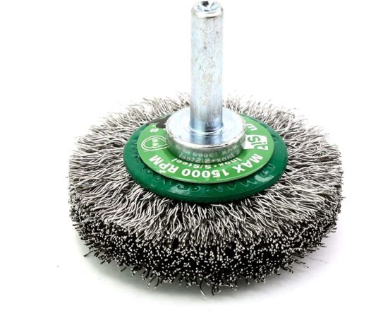 Щетка дисковая для дрели 50x12х6 мм, проволока гофрир. нержавеющая сталь 0.3 мм SIT 0968 – изображение 2