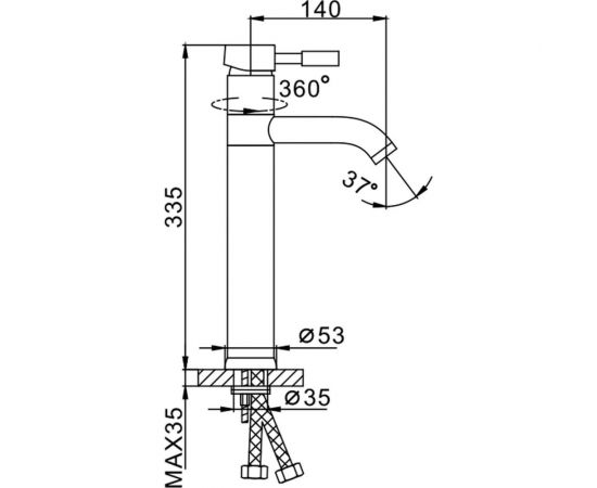 Смеситель для умывальника FRAP F1052-2 высокий 519302 – изображение 2