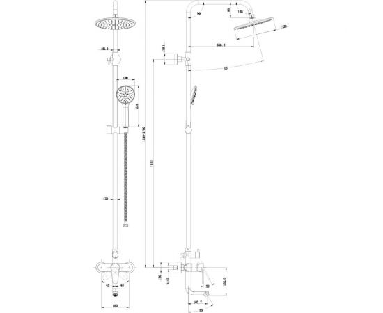 Душевая стойка OLIVES BARROS черная, со смесителем для ванны 22511-1BRB – изображение 2