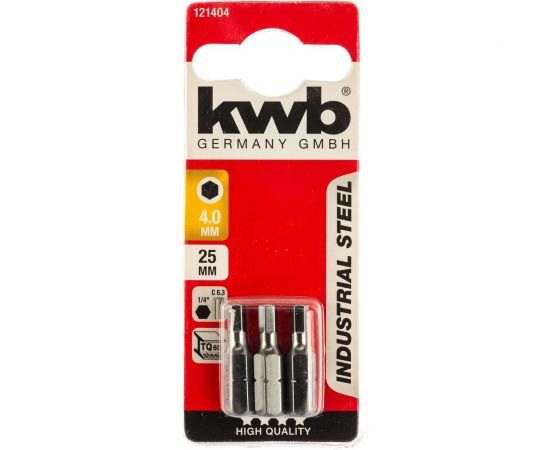 Бита HEX4.0 25 мм INDUSTRY 3 шт. KWB 121404 – изображение 3