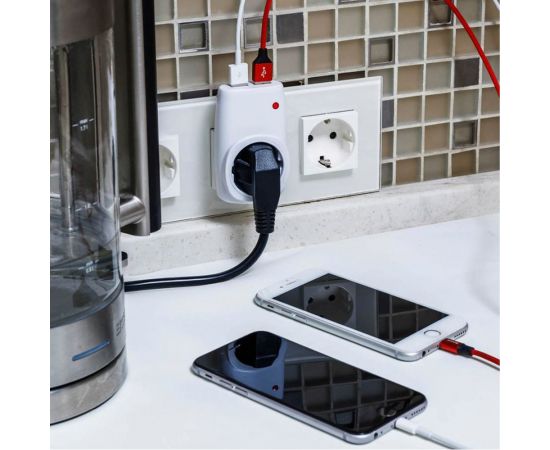 Сетевое зарядное устройство на 2 USB 1А с розеткой 220В REXANT RX-17 11-6017 – изображение 3