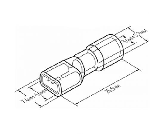 Клемма REXANT плоская полностью изолированная термоусаживаемая гнездо 6.6 мм 4-6 кв.мм желтый, 100 шт 08-0654 – изображение 3