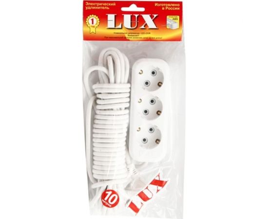 Трехместный сетевой удлинитель с заземлением LUX У3-Е, 10м, 4606400414674 – изображение 3