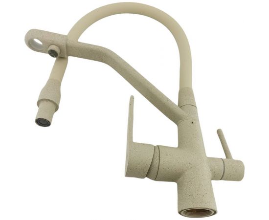 Смеситель для кухни Rainsberg с гибким силиконовым изливом, бежевый, латунь R603CK-302 – изображение 3
