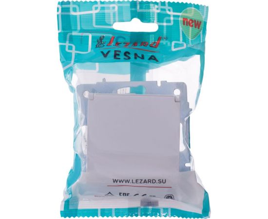 Розетка Lezard VESNA с заземлением, с крышкой, ПБТ, белая 742-0288-123B – изображение 4