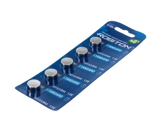 Элемент питания Robiton STANDARD R-AG13-0-BL5 (0 Hg) AG13 LR44 357 A76 МЦ-1154 BL5 16948 – изображение 5