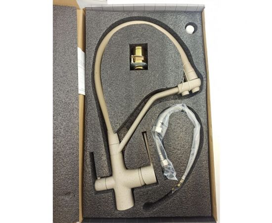 Смеситель для кухни Rainsberg с гибким силиконовым изливом, бежевый, латунь R603CK-302 – изображение 7