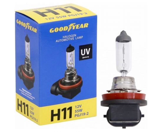 Автомобильная лампа Goodyear галогенная, Н11, 12 В, 55 Вт, PGJ19-2 GY010110 