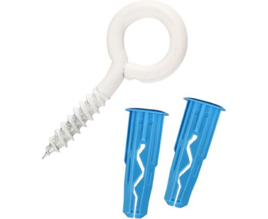 Петля-шуруп ЕВРОПАРТНЕР бел. L20 x d4 х O10 в компл. c дюбелем MULTI 6x25 4шт. MP 305 17 