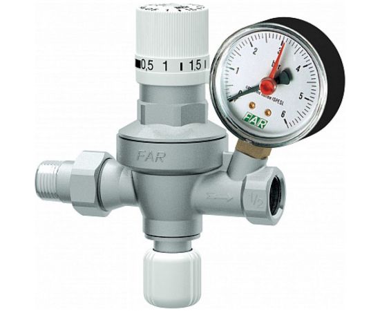 Автоматический редуктор подпитки с визуализацией настраиваемого давления на выходе FAR манометр, 1 FA 2106 12 