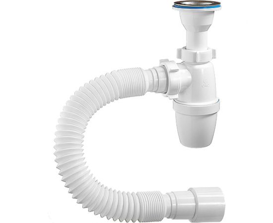 Бутылочный сифон ORIO малый корпус с литым выпуском 1 1/4x40, с гибкой трубой 40-40/50 А-32089 