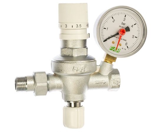 Автоматический редуктор подпитки с визуализацией настраиваемого давления на выходе FAR манометр, 1 FA 2106 12 – изображение 2