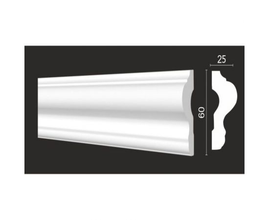 Стеновой молдинг Decor-Dizayn ударопрочный влагостойкий под покраску 60Х25Х2000 мм DD302 – изображение 2