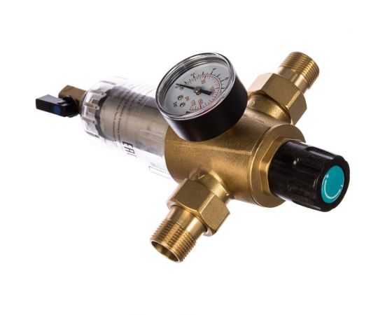 Фильтр 3/4, для холодной воды, с прямой промывкой, с манометром, d65 Гейзер Бастион 7508075233 32680 – изображение 2