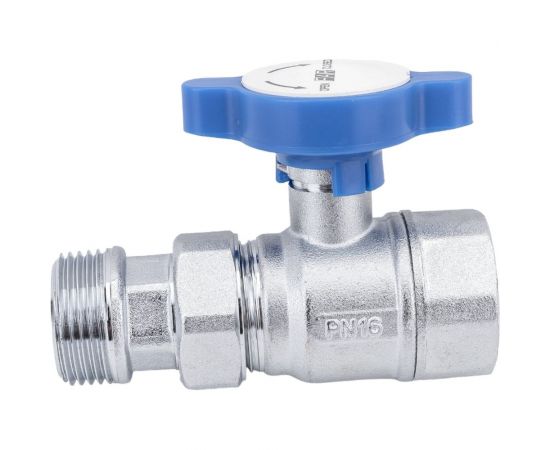 Шаровой кран FARс американкой, хром, 1"", синяя ручка FS 3052 1B – изображение 3