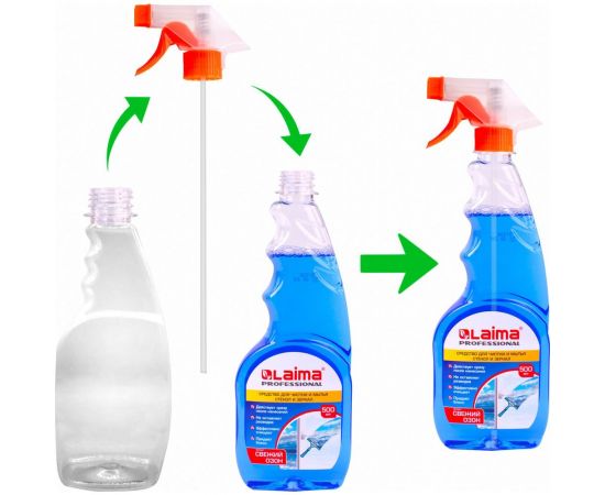 Средство для мытья стекол и зеркал ЛАЙМА LAIMA PROFESSIONAL сменный блок, 500мл 606739 – изображение 5