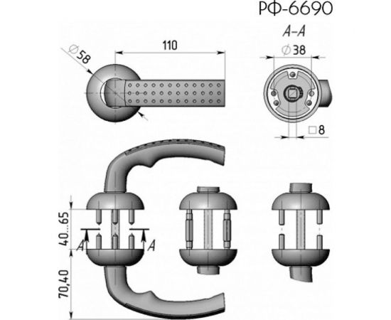 Дверная ручка CRIT РФ-6690Хп/Хш хром полированный, хром шлифованный 03100 – изображение 6