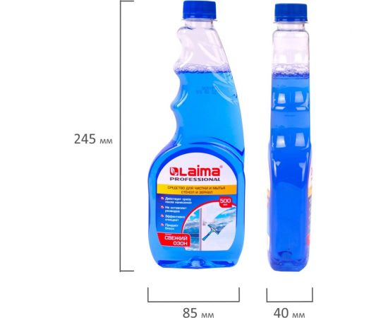 Средство для мытья стекол и зеркал ЛАЙМА LAIMA PROFESSIONAL сменный блок, 500мл 606739 – изображение 6