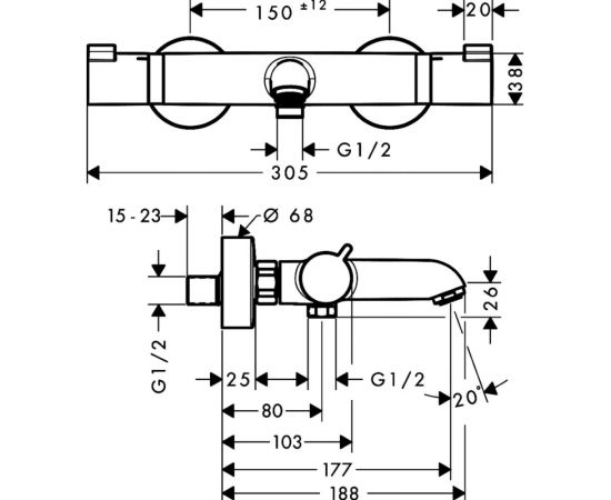 Термостатический смеситель для ванны HANSGROHE 13114000 Ecostat Comfort 00000007261 – изображение 10