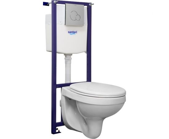 Подвесной унитаз Santeri Пэк Альфа с сиденьем полипропилен, инсталляция, панель хром глянец 1.3815.9.S00.00B.0 00061623 