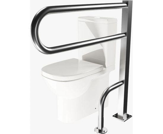 Поручень для унитаза Доминант неоткидной, с креплением в пол (AISI 304) D-M1/02 